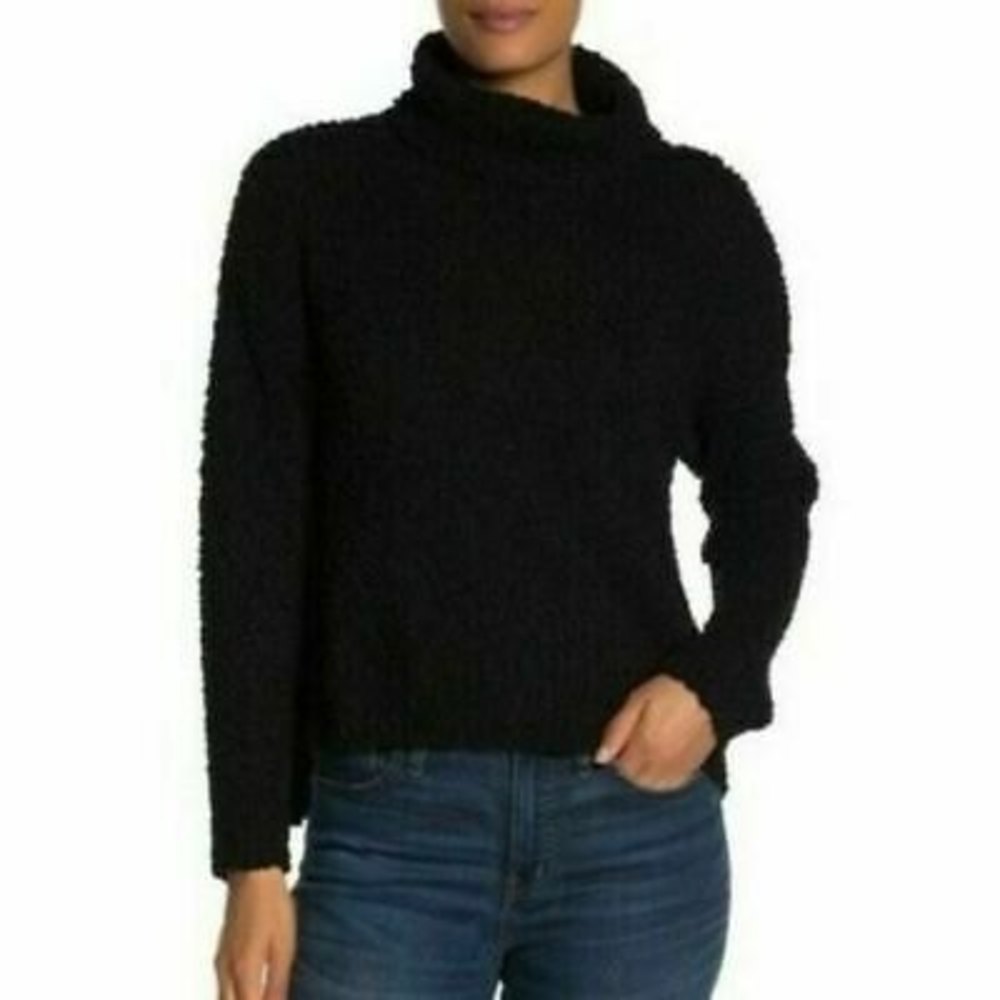 Bobeau Popcorn Turtleneck Sweater Top Size M L Textured Black NEW Tag B50 - Picture 1 of 5
